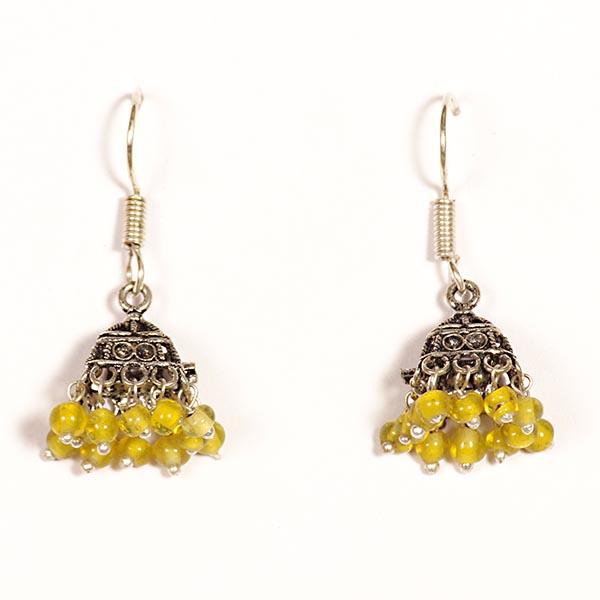 Kriaa Yellow Drops Oxidised Plated Jhumki Earrings - 1301604