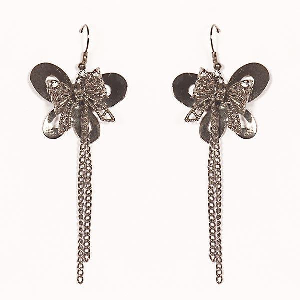 Urthn Butterfly Rhodium Plated  Dangler Earrings - 1301614