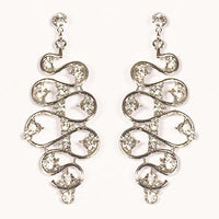 Urthn Austrian Stone Rhodium Plated Dangler Earrings - 1301634