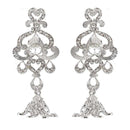 Kriaa White Austrian Stone Rhodium Plated Dangler Earrings - 1302010