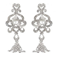 Kriaa White Austrian Stone Rhodium Plated Dangler Earrings - 1302010