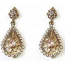 Kriaa White Austrian Stone Gold Plated Dangler Earrings - 1302011