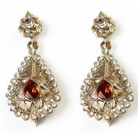 Kriaa Brown Austrian Stone Gold Plated Dangler Earrings - 1302012