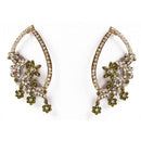 Kriaa Green Austrian Stone Floral Gold Plated Dangler Earrings - 1302015