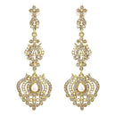 Kriaa White Austrian Stone Pearl Gold Plated Dangler Earrings - 1302023