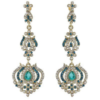 Kriaa Blue Austrian Stone Gold Plated Dangler Earrings - 1302027