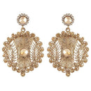 Kriaa Yellow Austrian Stone Gold Plated Dangler Earrings - 1302028