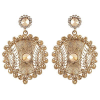 Kriaa Yellow Austrian Stone Gold Plated Dangler Earrings - 1302028