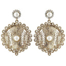 Kriaa Pearl Antique Gold Plated Dangler Earrings - 1302029