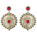 Kriaa Red Austrian Stone Gold Plated Dangler Earrings - 1302031