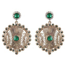 Kriaa Green Austrian Stone Gold Plated Dangler Earrings - 1302032