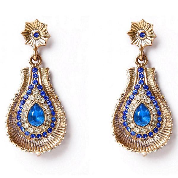 Kriaa Kundan Austrian Stone Gold Plated Dangler Earrings - 1302101