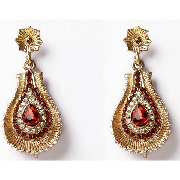 Kriaa Brown Austrian Stone Dangler Earrings - 1302103