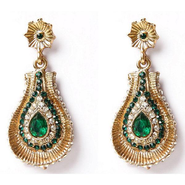 Kriaa Kundan Austrian Stone Gold Plated Dangler Earrings - 1302105