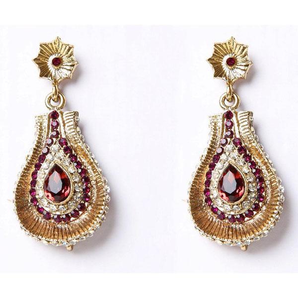 Kriaa Gold Plated Pink Austrian Stone Dangler Earrings - 1302107