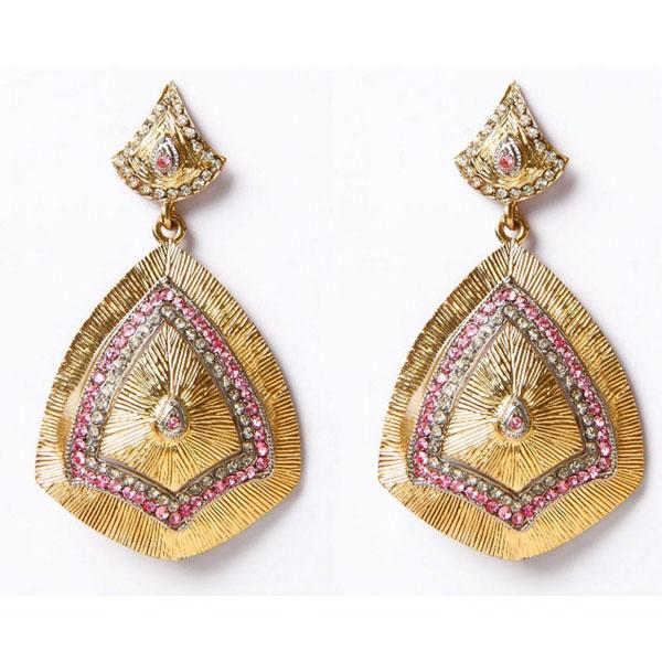 Kriaa Austrian Stone Gold Plated Dangler Earrings - 1302111