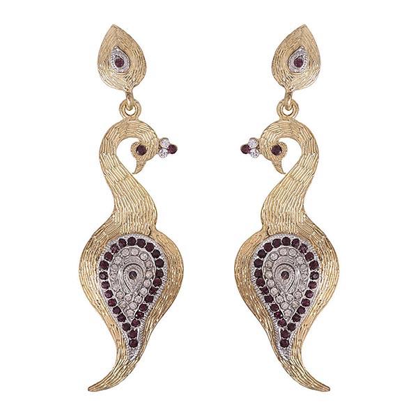 Kriaa Brown Austrian Stone Peacock Dangler Earrings - 1302120