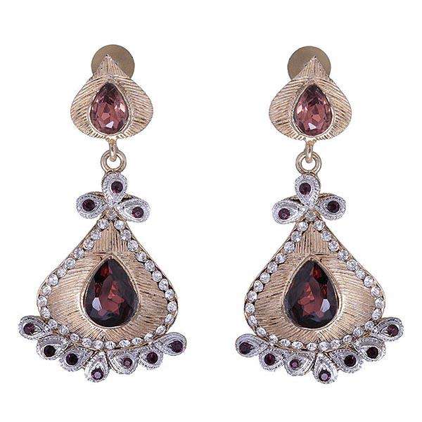 Kriaa Brown Austrian Stone Gold Plated  Dangler Earrings - 1302137