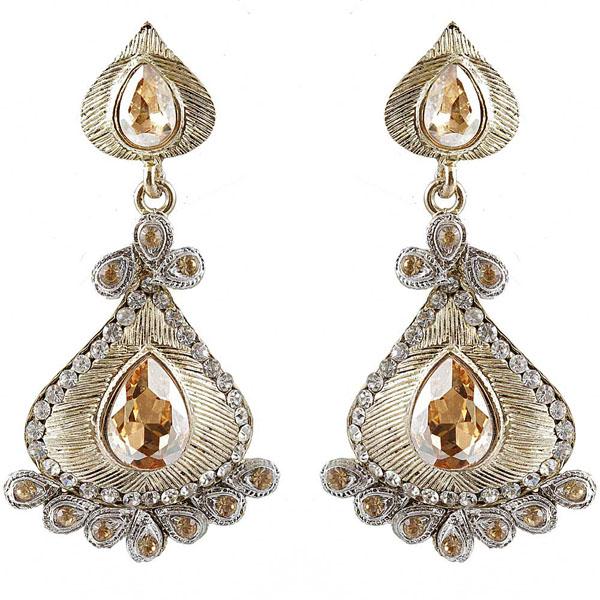 Kriaa Kundan Austrian Stone Gold Plated Dangler Earrings - 1302138