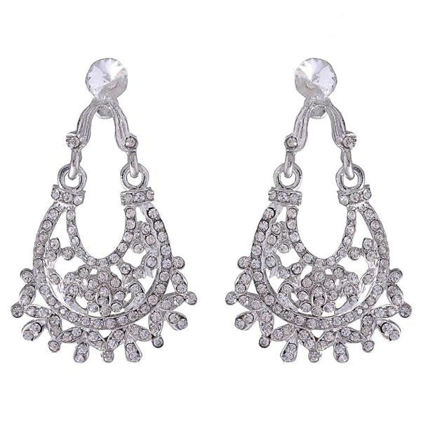 Kriaa Rhodium Plated Austrian Stone Dangler Earrings - 1302217