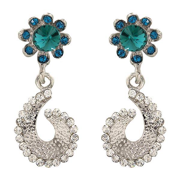 Kriaa Blue And Green Austrian Stone Dangler Earrings - 1302221