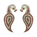 Kriaa Brown Austrian Stone Peacock Dangler Earrings - 1302226