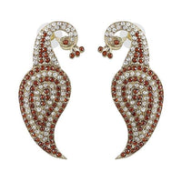 Kriaa Brown Austrian Stone Peacock Dangler Earrings - 1302226