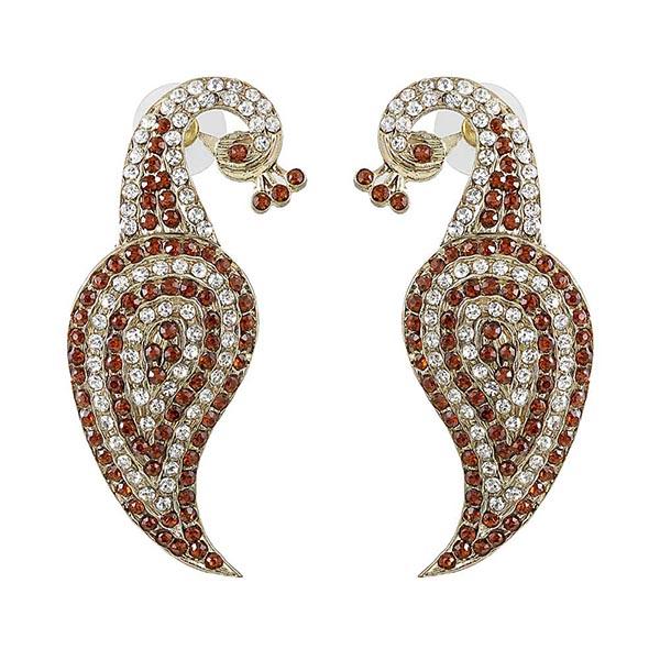 Kriaa Brown Austrian Stone Peacock Dangler Earrings - 1302226