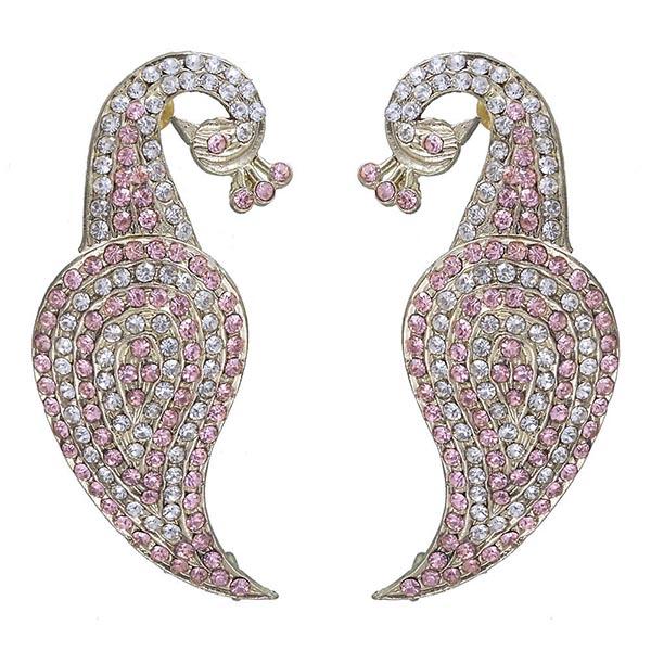 Kriaa  Silver Plated  Pink Austrian Stone Dangler Earrings - 1302228