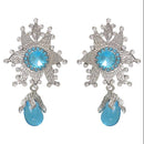 Kriaa  Silver Plated  Blue Austrian Stone Dangler Earrings - 1302233