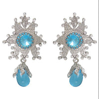 Kriaa  Silver Plated  Blue Austrian Stone Dangler Earrings - 1302233