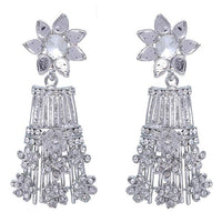 Kriaa Austrian Stone Silver Plated Floral Design Dangler Earrings - 1302239