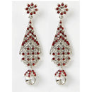 Kriaa Red & White Austrian Stone Stud  Earrings - 1302306