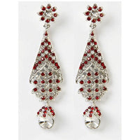 Kriaa Red & White Austrian Stone Stud  Earrings - 1302306