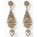 Kriaa Brown Austrian Stone Dangler Earrings - 1302308