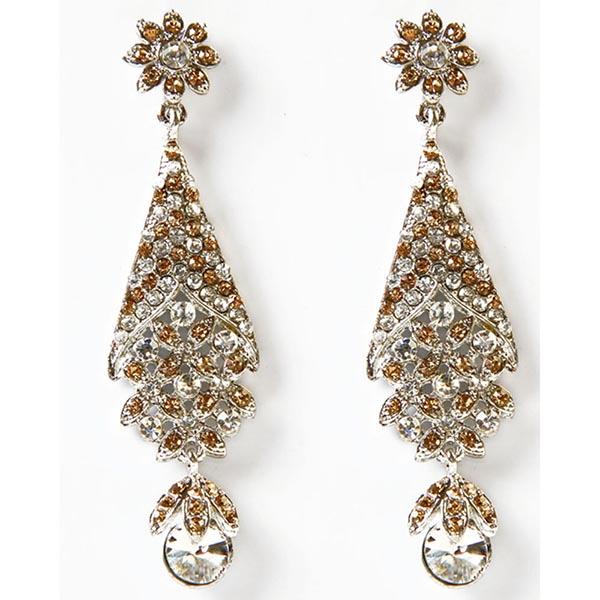 Kriaa Brown Austrian Stone Dangler Earrings - 1302308