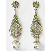 Kriaa Green Austrian Stone Silver Plated  Dangler Earrings - 1302309