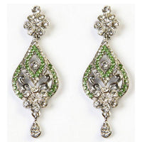 Kriaa Green Austrian Stone Rhodium Plated Dangler Earrings - 1302312