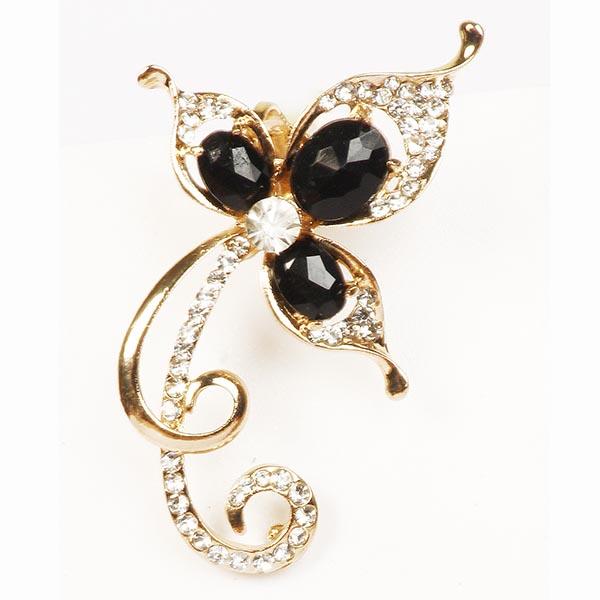 Urthn Gold Plated  Black Austrian Stone Ear Cuff - 1302502