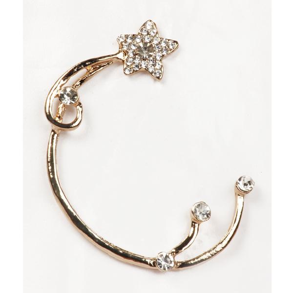 Urthn White Austrian Stone Gold Plated Single Ear Cuff - 1302505