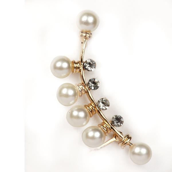 Urthn Austrian Stone Pearl Gold Plated Single Ear Cuff - 1302511