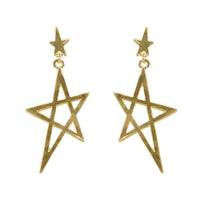 Beadside Gold Plated Star Shaped Dangler Earrings - 1302850