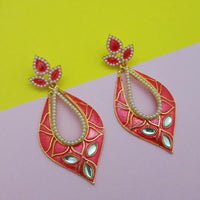 Kriaa Gold Plated Meenakari Kundan Dangler Earrings - 1303107