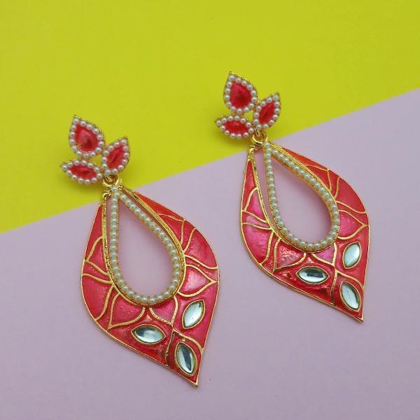 Kriaa Gold Plated Meenakari Kundan Dangler Earrings - 1303107