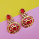 Kriaa Kundan Pink Meenakari Gold Plated Dangler Earrings - 1303135