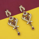 Kriaa Brown Stone Gold Plated Dangler Earrings