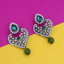 Kriaa Green Kundan Austrian Stone Gold Plated Dangler Earrings