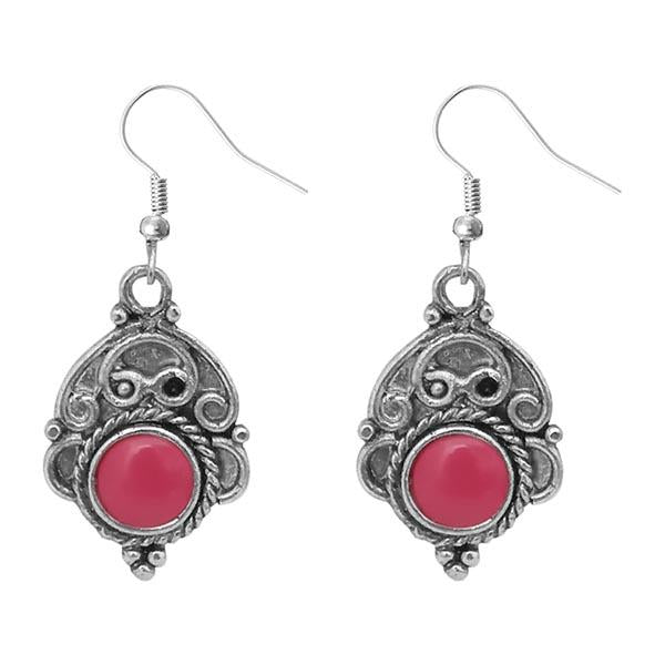 Urthn Pink Pota Stone Silver Plated Dangler Earrings - 1303537B