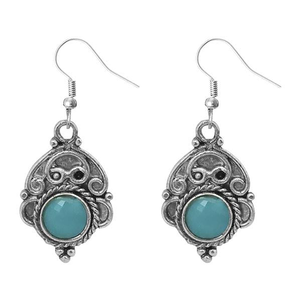 Urthn Blue Crystal Stone Silver Plated Dangler Earrings - 1303537C