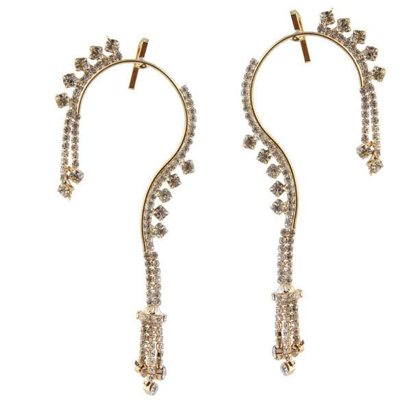 Tip Top Fashions White Austrian Stone Gold Plated Ear Cuff - 1303803